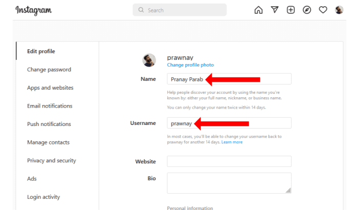 Username change instagram name laptop pc give desired any mac windows profile want